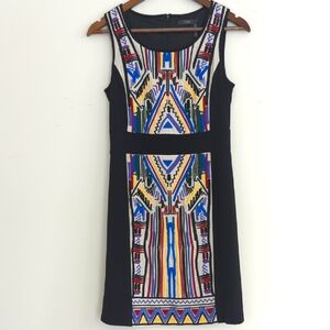 THML Colorful Geometric Aztec‎ Embroidered Sneath Dress Size Small Lined.